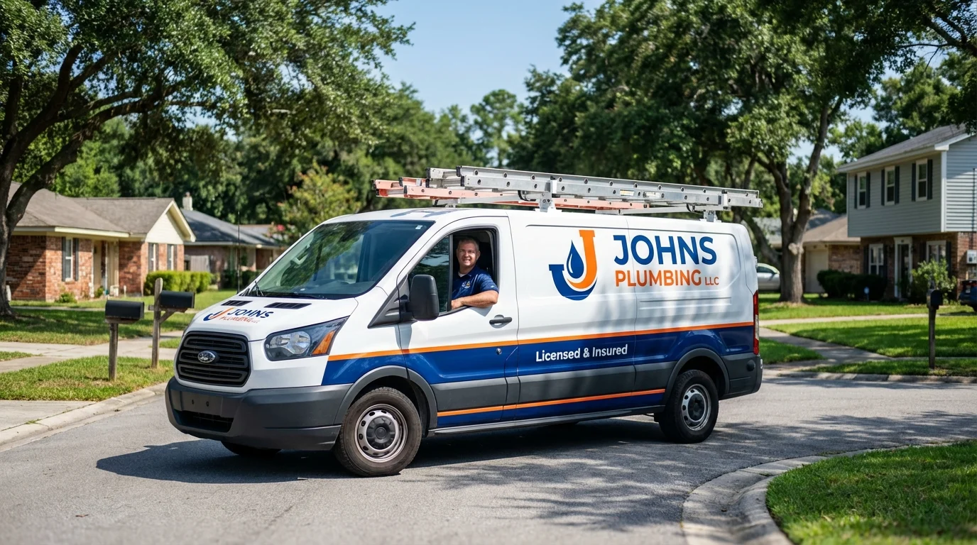 Johns Plumbing LLC service van in Richwood, WV