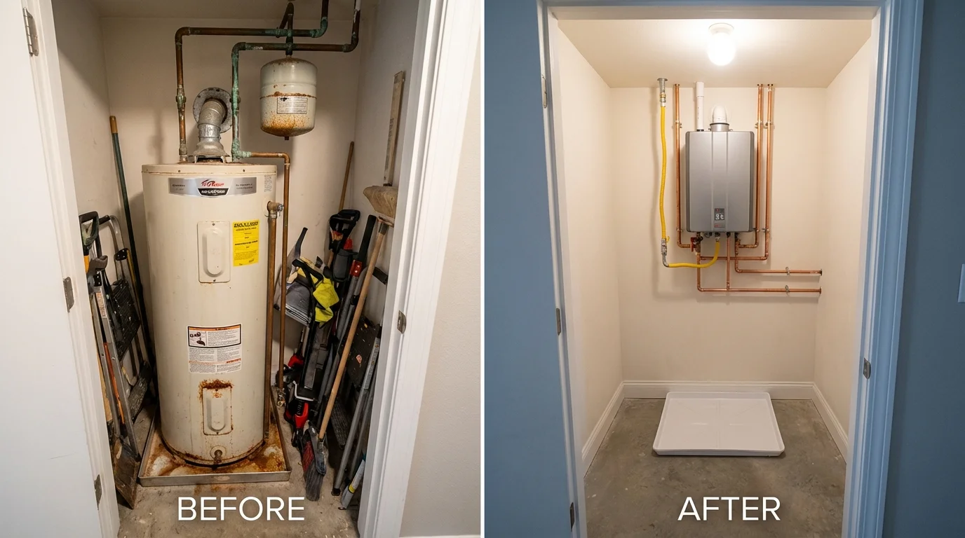 Tank water heater versus wall-mounted tankless unit comparison for Richwood, WV homeowners